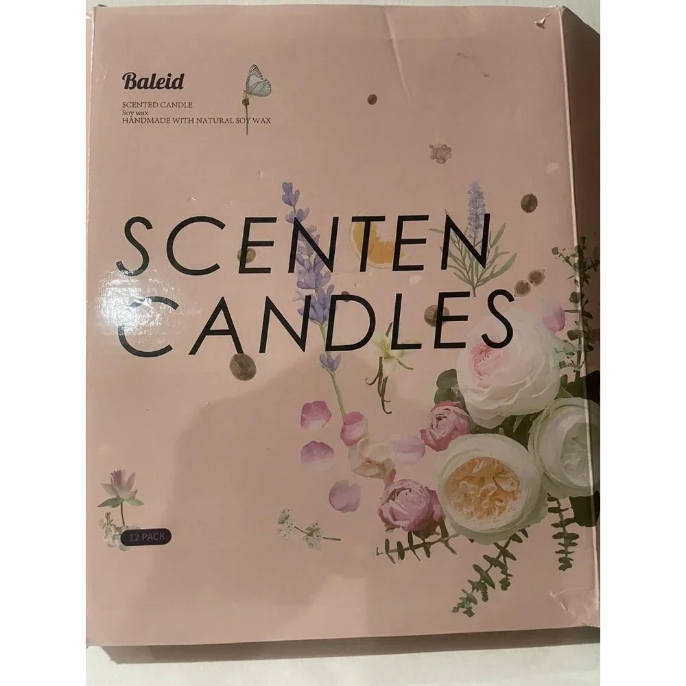Baleid Flower Scented Candles Gift Set of 12 Pack Bulk Natural Soy Wax 4 OZ